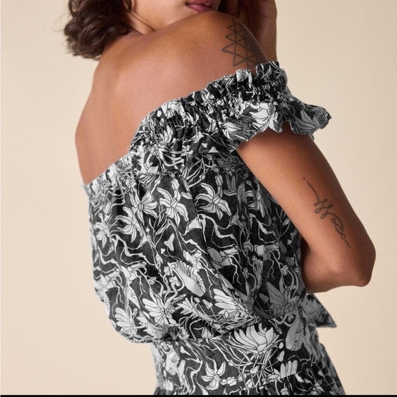 St. Roche NWT Woodrow Top Cropped Organic Cotton Women 10 Floral Mushroom Print - Picture 5 of 16